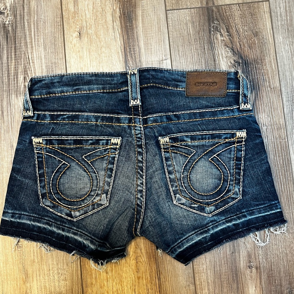 Big Star denim shorts, raw hem, size 25